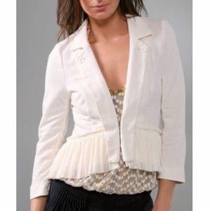 FREE PEOPLE Knit Peplum Tulle Ruffle Hem Blazer Jacket